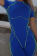 Blue Sexy Solid Patchwork O Neck Regular Rompers