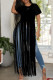 Black Casual Street Solid Tassel Patchwork O Neck T-Shirts