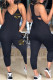Black Sexy Casual Print Backless V Neck Regular Jumpsuits