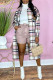 Pink Fashion Celebrities Plaid Patchwork Turndown Collar Outerwear