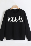 Grey Fashion Casual Letter Print Basic O Neck Tops