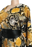 Snake Print Sexy Print Patchwork V Neck Straight Jumpsuits