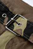 Army Green Zipper Fly Button Fly Mid Metal Zippered pencil Pants Pants