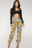 Yellow Zipper Fly Button Fly Mid Metal Zippered pencil Pants Pants