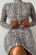 White Sexy Print Patchwork Backless Half A Turtleneck Pencil Skirt Dresses