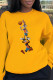 Yellow Sweet Cute Character Patchwork O Neck Tops