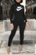 Black Fashion Sportswear Print Patchwork Turtleneck Long Sleeve Two Pieces