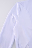 White Sexy Solid Patchwork See-through Mesh O Neck Skinny Bodysuits