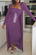 Purple Fashion Casual Letter Patchwork Strapless Long Sleeve Two Pieces