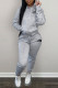 Light Gray Fashion Casual Letter Patchwork Hooded Collar Long Sleeve Two Pieces