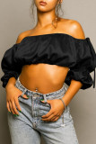 Coffee Fashion Sexy Solid Backless Off the Shoulder Tops