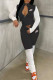 Black Fashion Casual Print Patchwork Mandarin Collar Long Sleeve Two Pieces