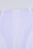 White Sexy Solid Patchwork See-through Mesh O Neck Skinny Bodysuits