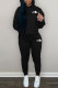 Black Fashion Casual Letter Patchwork Hooded Collar Long Sleeve Two Pieces