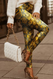 Black Gold Sexy Print Regular High Waist Pencil Full Print Bottoms