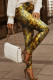 Black Gold Sexy Print Regular High Waist Pencil Full Print Bottoms