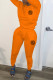 Orange Fashion Casual Letter Patchwork O Neck Long Sleeve Two Pieces