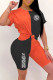 Black Fashion Casual Letter Patchwork O Neck Short Sleeve Two Pieces(With Mask)