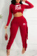 Red Fashion Street Letter Tassel O Neck Long Sleeve Two Pieces