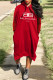 Red Fashion Simplicity Letter Patchwork Hooded Collar Straight Dresses
