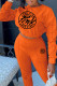 Orange Fashion Casual Letter Patchwork O Neck Long Sleeve Two Pieces