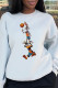 White Sweet Cute Character Patchwork O Neck Tops