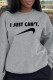 Grey Casual Sportswear Print Letter O Neck Tops