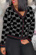 Black Fashion Casual Letter Patchwork V Neck Tops