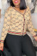 Apricot Fashion Casual Letter Patchwork V Neck Tops