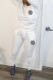 White Fashion Casual Letter Patchwork O Neck Long Sleeve Two Pieces