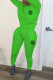 Fluorescent Green Fashion Casual Letter Patchwork O Neck Long Sleeve Two Pieces
