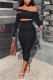 Black Fashion Sexy Solid Hollowed Out Off the Shoulder Long Sleeve Dresses