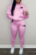 Pink Fashion Casual Letter Patchwork Hooded Collar Long Sleeve Two Pieces