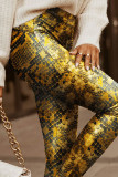 Black Gold Sexy Print Regular High Waist Pencil Full Print Bottoms