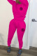 Rose Red Fashion Casual Letter Patchwork O Neck Long Sleeve Two Pieces