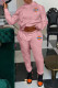 Pink Fashion Casual Print Patchwork Hooded Collar Long Sleeve Two Pieces
