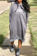 Grey Fashion Simplicity Letter Patchwork Hooded Collar Straight Dresses