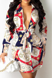 Powder Blue Sexy Solid Bandage Patchwork V Neck Shirt Dress Dresses