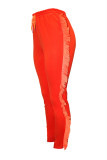 Orange Fashion Casual Solid Tassel Regular High Waist Trousers