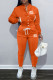 Orange Fashion Casual Letter Patchwork Mandarin Collar Long Sleeve Two Pieces