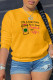 Yellow Casual Sportswear Print Patchwork Letter O Neck Tops