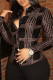 Black Fashion Casual Print Basic Turndown Collar Tops