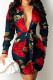 Black Red Sexy Solid Bandage Patchwork V Neck Shirt Dress Dresses