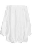 White Fashion Sexy Solid Backless Off the Shoulder Long Sleeve Dresses