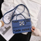 Blue Fashion Street Letter Patchwork Bags