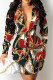 Black Yellow Sexy Solid Bandage Patchwork V Neck Shirt Dress Dresses