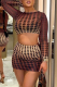 Colour Sexy Print Patchwork O Neck Long Sleeve Two Pieces