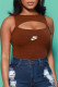 Brown Fashion Sexy Print Patchwork O Neck Bodysuits
