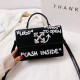 Black Fashion Street Letter Patchwork Bags