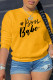 Yellow Fashion Street Print Patchwork Letter O Neck Tops